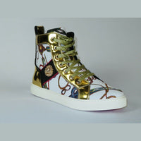 Mens High Top Shoes FIESSO by AURELIO GARCIA Chain Medusa Celebrity 2421 White - J.Valintin Men's Wear Legend - 95109