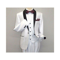 Men's Lorenzo Bruno Shawl Tuxedo Slim 3 Piece Shiny Formal Suit S6501V White - J.Valintin Men's Wear Legend - 19886