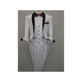 Men's Lorenzo Bruno Shawl Tuxedo Slim 3 Piece Shiny Formal Suit S6501V White - J.Valintin Men's Wear Legend - 19886