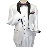 Men's Lorenzo Bruno Shawl Tuxedo Slim 3 Piece Shiny Formal Suit S6501V White - J.Valintin Men's Wear Legend - 19886