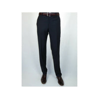 Men's MANTONI Flat Front Pants 100% Wool Super 140's Classic Fit 40901 Navy Blue - J.Valintin Men's Wear Legend - 10375