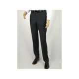 Mens MANTONI Flat Front Pants 100% Wool Super 140's Classic Fit 46306 - 3 Charcoal - J.Valintin Men's Wear Legend - 8336