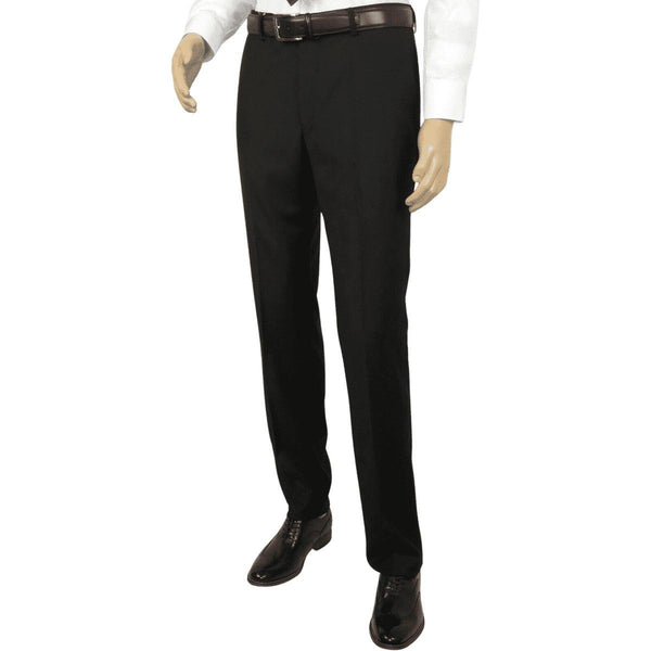 Men's Mantoni Flat Front Pants All Wool Super 140's Classic Fit 40901 Black - J.Valintin Men's Wear Legend - 9525