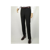 Men's Mantoni Flat Front Pants All Wool Super 140's Classic Fit 40901 Black - J.Valintin Men's Wear Legend - 9525