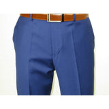 Mens Mantoni Flat Front Trousers Wool Super 140s Classic Fit 40901 French Blue - J.Valintin Men's Wear Legend - 2662