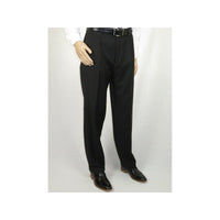 Men's MANTONI Pleated Dress Pants 100% Wool Super 140's Classic Fit 40901 Black - J.Valintin Men's Wear Legend - 9526