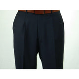 Mens MANTONI Pleated Dress Pants 100% Wool Super 140's Classic Fit 40901 Navy - J.Valintin Men's Wear Legend - 19308