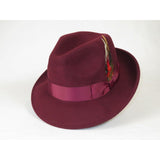 Men's Milani Wool Fedora Hat Soft Crushable Lined FD219 Burgundy - J.Valintin Men's Wear Legend - FD219 - Burgundy - S