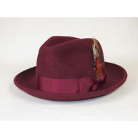 Men's Milani Wool Fedora Hat Soft Crushable Lined FD219 Burgundy - J.Valintin Men's Wear Legend - FD219 - Burgundy - S