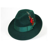 Men's Milani Wool Fedora Hat Soft Crushable Lined FD219 Emerald Green - J.Valintin Men's Wear Legend - FD219 - Green - S