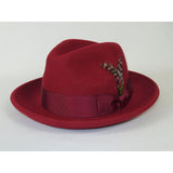 Men's Milani Wool Fedora Hat Soft Crushable Lined FD219 Red Wine - J.Valintin Men's Wear Legend - FD219 - Red - S