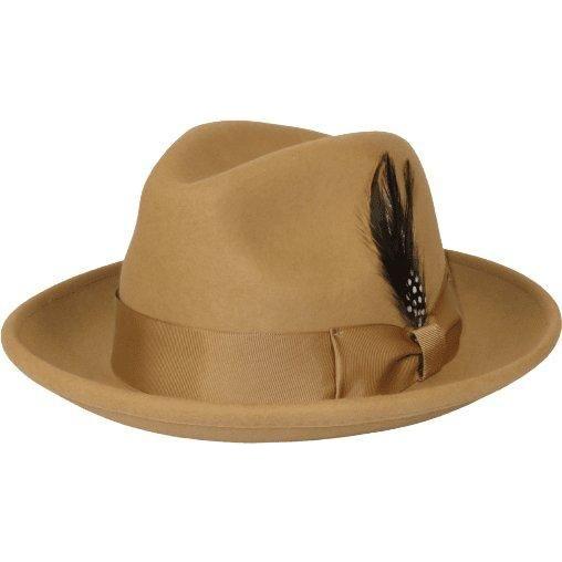 Men's Milani Wool Fedora Hat Soft Crushable Lined FD219 Tan Camel - J.Valintin Men's Wear Legend - FD219 - Tan - S