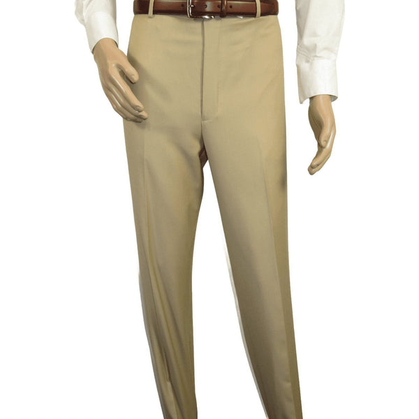 Men's Mizanni Flat Front Trousers Wool Super 150s #1500 Beige Size 40 - J.Valintin Men's Wear Legend - 8703