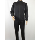 Men's Monte Carlo Turkey Jogging Suit 2pc Jump Set Stretchable 95164 Black - J.Valintin Men's Wear Legend - 95164 - Black - M