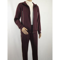 Men's Monte Carlo Turkey Jogging Suit 2pc Jump Set Stretchable 95164 Burgundy - J.Valintin Men's Wear Legend - 95164 - Burg - M