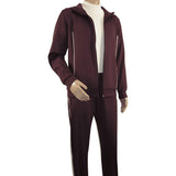 Men's Monte Carlo Turkey Jogging Suit 2pc Jump Set Stretchable 95164 Burgundy - J.Valintin Men's Wear Legend - 95164 - Burg - M