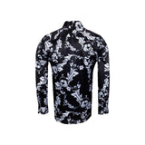 Mens Oscar Banks Brand Name Turkey Shirt Satin Floral European 6425 Black white - J.Valintin Men's Wear Legend - 2817