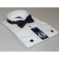 Mens Oscar Banks Turkish Formal Tuxedo Shirt Cotton Wing Tip Bow tie 5504 White - J.Valintin Men's Wear Legend - 67895