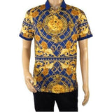 Mens PLATINI Sports Polo Shirt With Rhine Stones Lion Medallion DPP8247 Navy - J.Valintin Men's Wear Legend - 71723