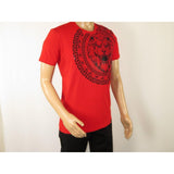 Mens PLATINI Sports Shirt With Rhine Stones Lion Medallion Chain SS3612 Red - J.Valintin Men's Wear Legend - 92005