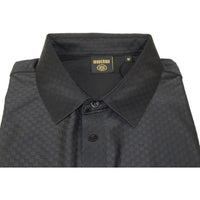 Men's Polo Shirt By Moderno Checker Satin Short Sleeves MJP - 106 Black - J.Valintin Men's Wear Legend - MJP - 106 Black - M