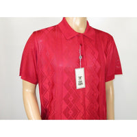 Mens Polo Shirt Slinky Sheer Short Sleeves Soft Touch by Stacy Adams 57007 Red - J.Valintin Men's Wear Legend - 100055