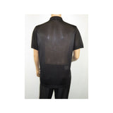 Mens Polo Shirt Slinky Sheer Short Sleeves Soft Touch Stacy Adams 57006 Black - J.Valintin Men's Wear Legend - 100046