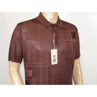 Mens Polo Shirt Slinky Sheer Short Sleeves Soft Touch Stacy Adams 57006 Brown - J.Valintin Men's Wear Legend - 100041