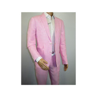 Mens Premium 100% Linen Cocktail Suit by INSERCH Breathable and cool SU880 Pink - J.Valintin Men's Wear Legend - 100661