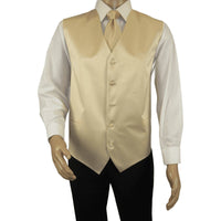 Men's Q Brand Formal Tuxedo Vest Tie and Hankie Satin #10 Beige 4X - J.Valintin Men's Wear Legend - 6576