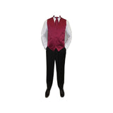 Mens Q Brand Formal Vest Tie Hankie after Six 10 Assorted Satin Burgundy new - J.Valintin Men's Wear Legend - 6579