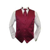 Mens Q Brand Formal Vest Tie Hankie after Six 10 Assorted Satin Burgundy new - J.Valintin Men's Wear Legend - 6579