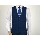 Mens Renoir 3 Piece Vested Suit Glenn Plaid Notch Lapel Business 278 - 2 Navy Blue - J.Valintin Men's Wear Legend - 21737