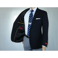 Men's RENOIR Classic Blazer 100% Wool Side vents Metal Buttons Notch 509 - 2 Navy - J.Valintin Men's Wear Legend - 21544