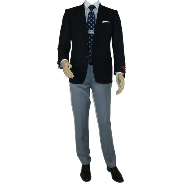 Men's RENOIR Classic Blazer 100% Wool Side vents Metal Buttons Notch 509 - 2 Navy - J.Valintin Men's Wear Legend - 21544