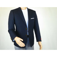 Men's RENOIR Classic Blazer 100% Wool Side vents Metal Buttons Notch 509 - 2 Navy - J.Valintin Men's Wear Legend - 21544