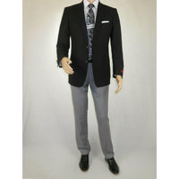 Men's RENOIR Classic Blazer Jacket 100% Wool Single breasted Notch 509 - 1 Black - J.Valintin Men's Wear Legend - 21566