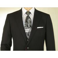 Men's RENOIR Classic Blazer Jacket 100% Wool Single breasted Notch 509 - 1 Black - J.Valintin Men's Wear Legend - 21566