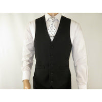 Mens RENOIR Vest Wool 140 Adjustable ,V - Neck two Pocket Full Lining 508 - 1 Black - J.Valintin Men's Wear Legend - 80049