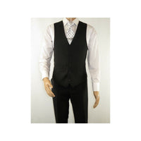 Mens RENOIR Vest Wool 140 Adjustable ,V - Neck two Pocket Full Lining 508 - 1 Black - J.Valintin Men's Wear Legend - 80049