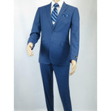 Men's Renoir Wool Blend Slim Fit 2pc Suit Sharkskin Texture 557 - 1 Blue - J.Valintin Men's Wear Legend - 557 - 1 - Blue - 36S