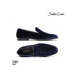 Mens Santino Luciano Shoes Soft Velvet Slip on Loafer Formal C351 Navy Blue - J.Valintin Men's Wear Legend - 99013