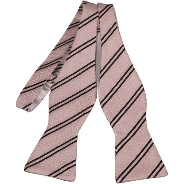 Men's Self Bow Tie By Hand J.Valintin Collection Woven SBT3 Pink Stripe - J.Valintin Men's Wear Legend - 92551