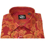 Men's Silky Paisley Floral Shirt By JT Milano AVM Turkey Slim Fit 600 - 28 Rust - J.Valintin Men's Wear Legend - 600 - 28 Rust - M