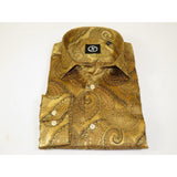 Men's Silky Paisley Floral Shirt By JT Milano AVM Turkey Slim Fit 6000 - 22 Gold - J.Valintin Men's Wear Legend - 6000 - 22 Gold - M