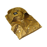 Men's Silky Paisley Floral Shirt By JT Milano AVM Turkey Slim Fit 6000 - 22 Gold - J.Valintin Men's Wear Legend - 6000 - 22 Gold - M