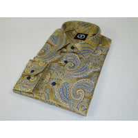 Men's Silky Paisley Floral Shirt By JT Milano AVM Turkey Slim Fit 6001 - 21 Gold - J.Valintin Men's Wear Legend - 6001 - 21 Gold - M