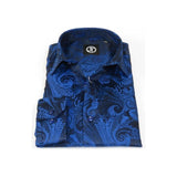 Men's Silky Paisley Floral Shirt By JT Milano AVM Turkey Slim Fit 6002 - 34 Royal Blue - J.Valintin Men's Wear Legend - 6002 - 34 Royal - M