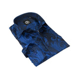 Men's Silky Paisley Floral Shirt By JT Milano AVM Turkey Slim Fit 6002 - 34 Royal Blue - J.Valintin Men's Wear Legend - 6002 - 34 Royal - M