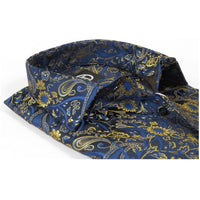 Men's Silky Paisley Floral Shirt By JT Milano AVM Turkey Slim Fit 6006 - 33 Navy - J.Valintin Men's Wear Legend - 6006 - 33 Navy - M